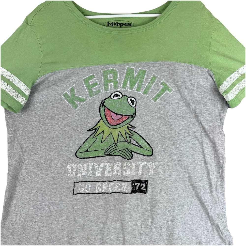 The Muppets Kermit the Frog University Tee Womens 3X Old School Retro 80's Fade